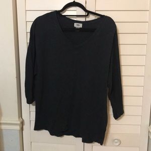Navy Blue 3/4 sleeve v-neck; Large
